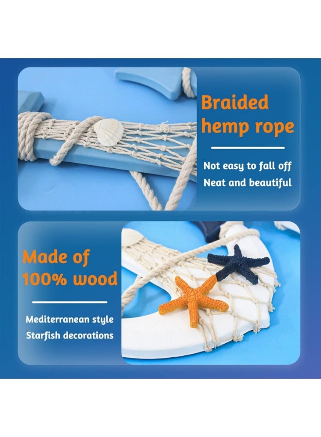 Anchor Wall Hanging Decor, Nautical Wooden Anchor Wall Art Hanging Ornament Nautical Anchor Ship Wall Decor Door Hanging Ornament - Image 2